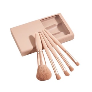 ミラー、柔らかな毛のパウダーブラシ、ノーズシャドウブラシ、ディテールブラシ、アイシャドウブラシ、初心者向けブラシセット、スムーズな塗布と素早いブレンドが可能なパウダーブラシ付きのメイクブラシセット。#アプリコット 5本入り/箱