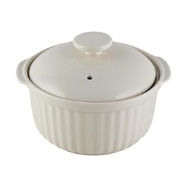 흰색 세라믹 계란 찜기 (중형, 전자레인지 및 오븐 사용 가능, 480g)