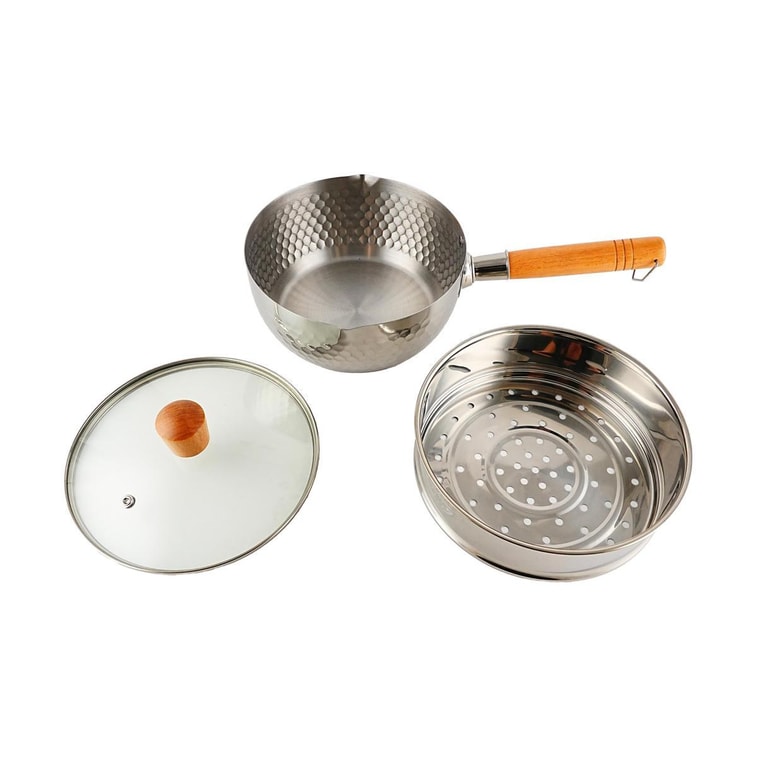 YANOSAKU Japonais Yano Works Pot Yukihira en Acier Inoxydable Martelé Japonais Pot Individuel Cuisson et Vapeur Double 4