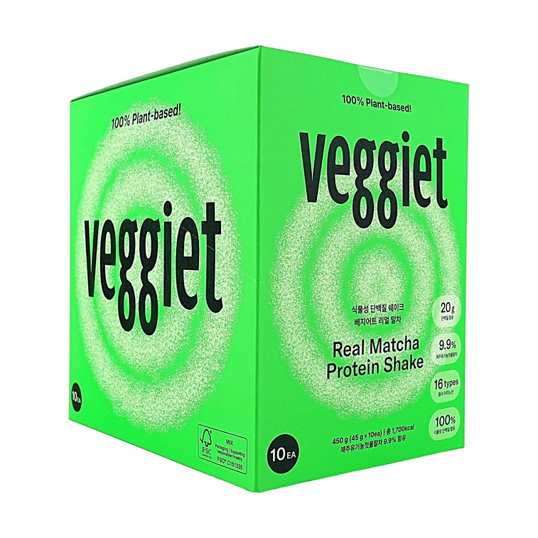 VEGGIET Plant-Based Protein Shake Real Matcha 1.59 oz*10 Packs Jeju Organic Matcha Pea Protein Chicory Root Fiber 4