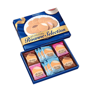 ロアンヌセレクション ラウンドワッフルクッキー ギフトボックス バニラ＋チョコレート＋ストロベリー味 7.05オンス【デザートギフトセット】