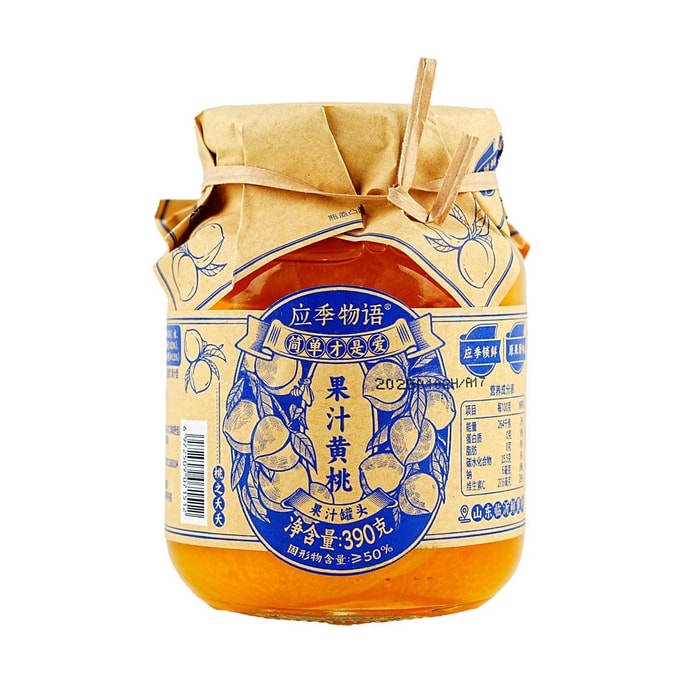 应季物语 果汁黄桃 水果果肉罐头 390g【固形物≥50%】【0防腐剂0蔗糖0乳糖0麦芽糖】