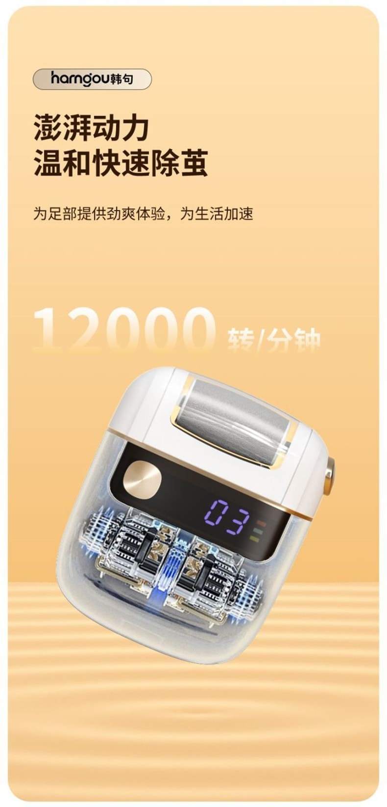 Kanju Xiaomi Style Electric Foot File for Pedicure, Fully Automatic Top-Model with LCD, 3 Grinding Heads