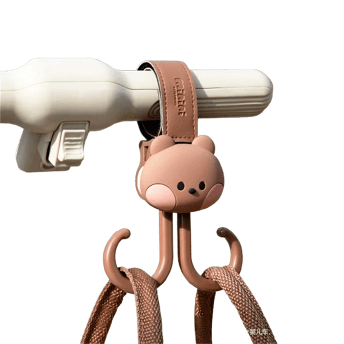 Baby Stroller Hook Maruya Accessory Xiaohuzi T3 Baby Stroller Hook For Hanging Items, Bags, Umbrellas – Magic Stroller Gadget, Rotating Version - Brown, 1 piece