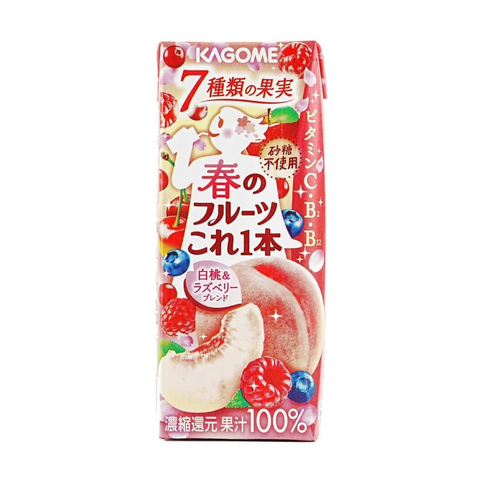 日本KAGOME可果美 7種水果混合果汁 白桃覆盆子果汁 200ml【0蔗糖】【維C滿滿】