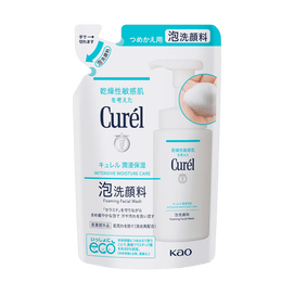 日本KAO花王 CUREL珂润  润浸保湿洁颜泡沫洗面奶 替换装 130ml 无皂基 孕妇敏感肌可用