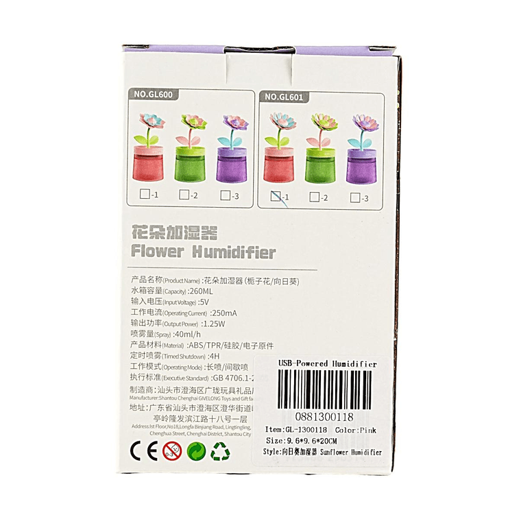 해바라기 모양 USB 충전식 가습기, 핑크색, 귀여운 디자인, 9.6×9.6×20cm 6