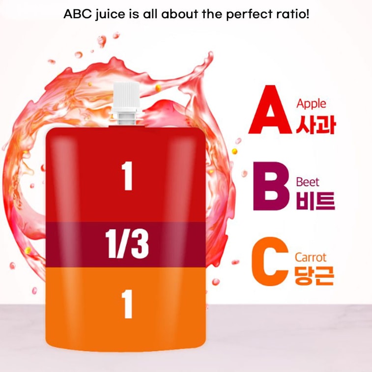 N ABC Juice, Apple Beet Carrot Juice, 1:⅓:1 Golden Ratio, Whole Fruit & Vegetable Blend, No Artificial Additives, Resealable Pouch, 70ml × 30 Pouches 3