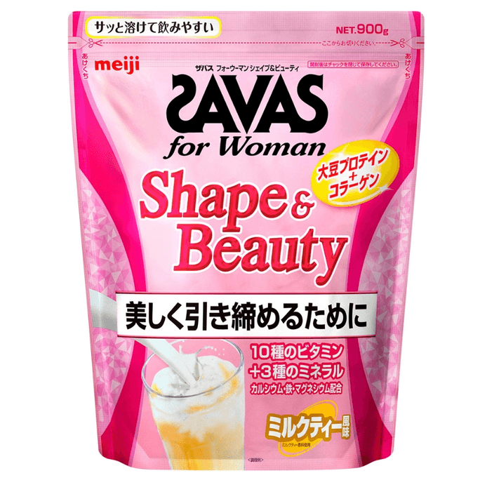 Meiji SAVAS Women's Soy Protein Powder With Collagen Sports Sculpting Milk Tea Flavor 900g