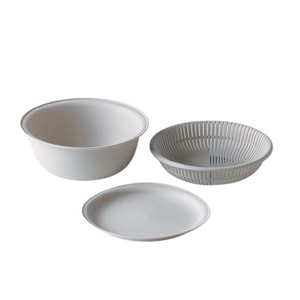 Multifunctional Drainer Basket for Washing Vegetables and Fruits (3-Layer Filter) 18cm Microwave Safe [3-Piece Set; Gray]