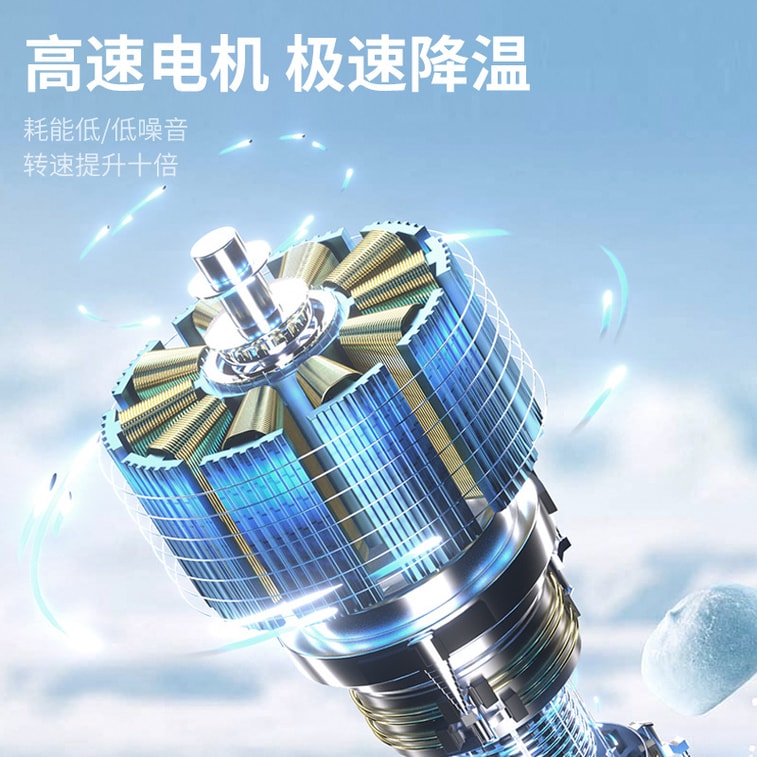 RAMBLE 渦輪小型手持風扇 星空灰 1零件 冰敷冷凍風扇 大容量 高速199檔 4