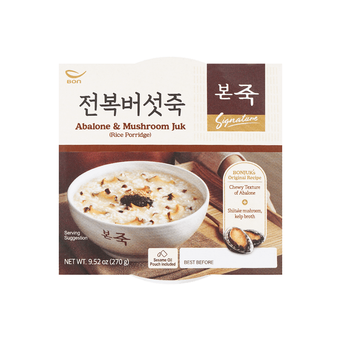 Abalone Mushroom Juk - Korean Seafood Rice Porridge, 9.52oz
