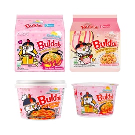 Korean Buldak Carbonara Stir-Fried Buldak Ramen Carbonara Hot Chicken Flavor, Carbonara Topokki, 4 Combination, 57.64oz