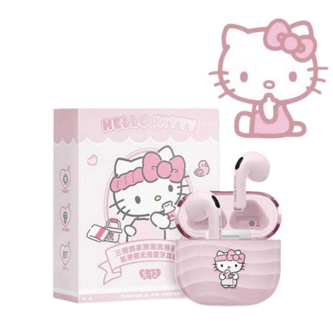 S12 Bluetooth Headphones Hello Kitty & Pacha Dog Couple Wireless Noise Cancelling Semi-In-Ear Hello Kitty 1 Pair
