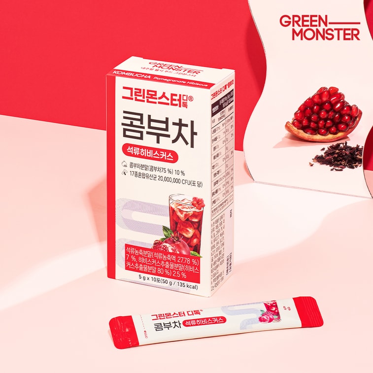 韩国 Green Monster [] 排毒康普茶 石榴木槿花茶 - 10 Packets * 0.17oz 3