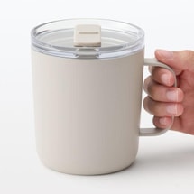 Insulated Mug with Lid & Measuring Scale, Gray Beige, 400ml, Hot & Cold Retention