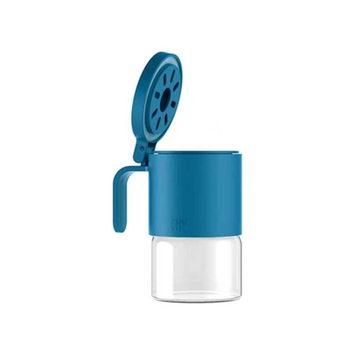 Dark blue, 300mL multi-moisture-proof spice jar for kitchen, comes with a spoon #LIGHT LEMON. Multi-purpose/fully removable and washable.