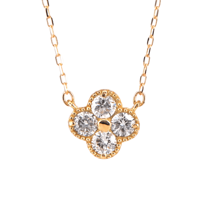 MALVACEAE||꽃 모양 다이아몬드 펜던트 목걸이 18K 골드||40cm