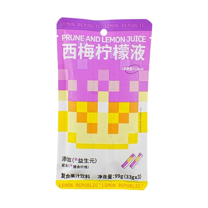 檸檬共和國 西梅檸檬水 濃縮沖飲 3條入 99g​​【含益生元+膳食纖維】