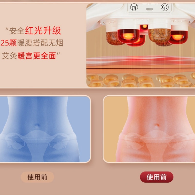 【中国直邮】 莫托贝尔 揉腹仪艾灸砭石腹部按摩器促进肠蠕动揉肚子腹胀减肥神器 {赠艾饼加精油) 一个装