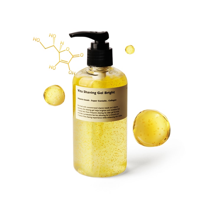  Vita Shaving Gel Bright – Vitamin C Transparent Shaving Gel for Men Non-Foaming & Skin Brightening 8.45 fl o