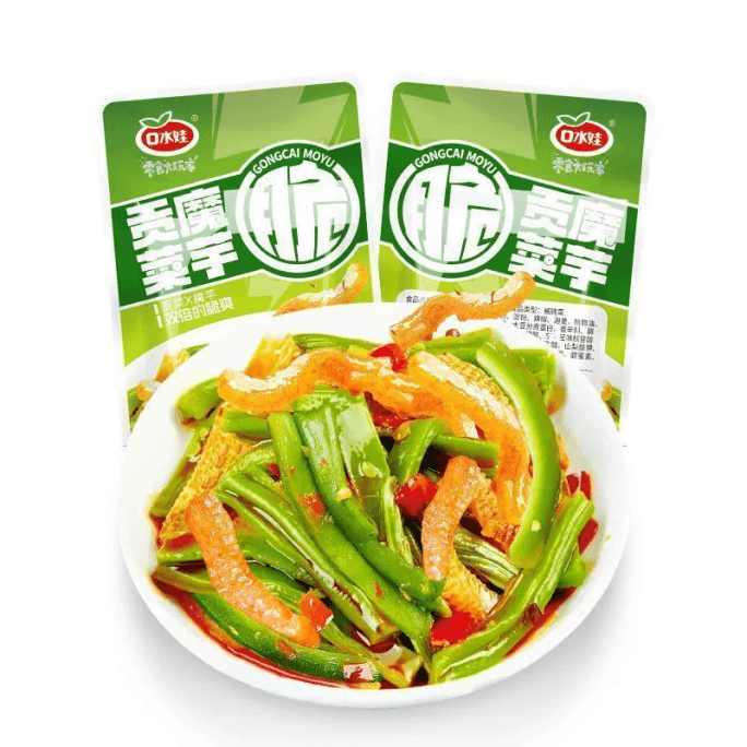 口水娃 貢菜魔芋爽口零食酸辣味5包*15克