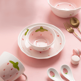Strawberry Duo Series Small Spoon Ceramic Soup Spoon