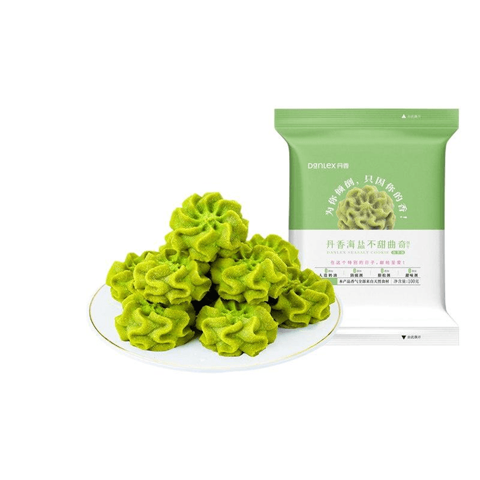 [중국 직배송] 단샹 해염 무가당 버터 쿠키, 말차맛, 100g 1봉