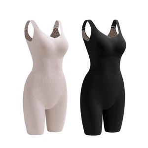 【中国直送】Cat Man ワンピース 補整服 起毛秋冬風 ノーブラ おなかコントロール ウエスト 補整服 2枚組 ライラック+ブラック【スクラブ蓄熱+ノーブラショーツ】XL/ 120～135斤