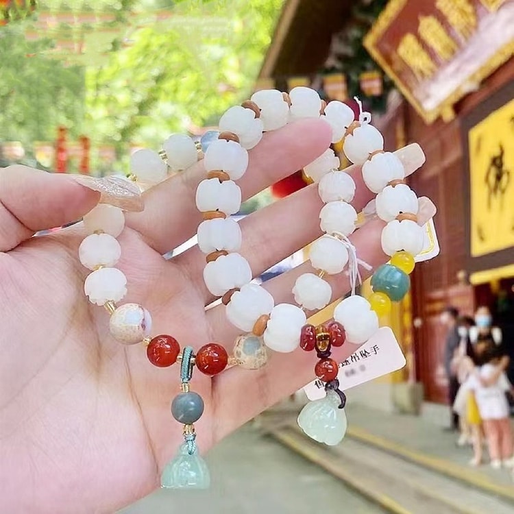 中国からの直送】法渓寺 蓮華 白翡翠 菩提ブレスレット カボチャ 幸運