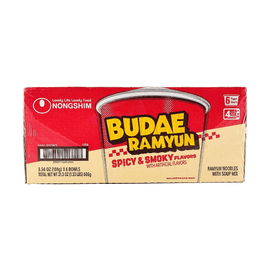 Budae Ramyun Noodles with Soup Mix- Instant Noodle, 3.56 oz *6 Bowls, 21.3 oz