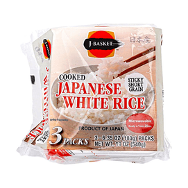 Cooked Japanese White Rice ,3 Packs, 19 oz 【Microwavable Ready in 20 Sec】
