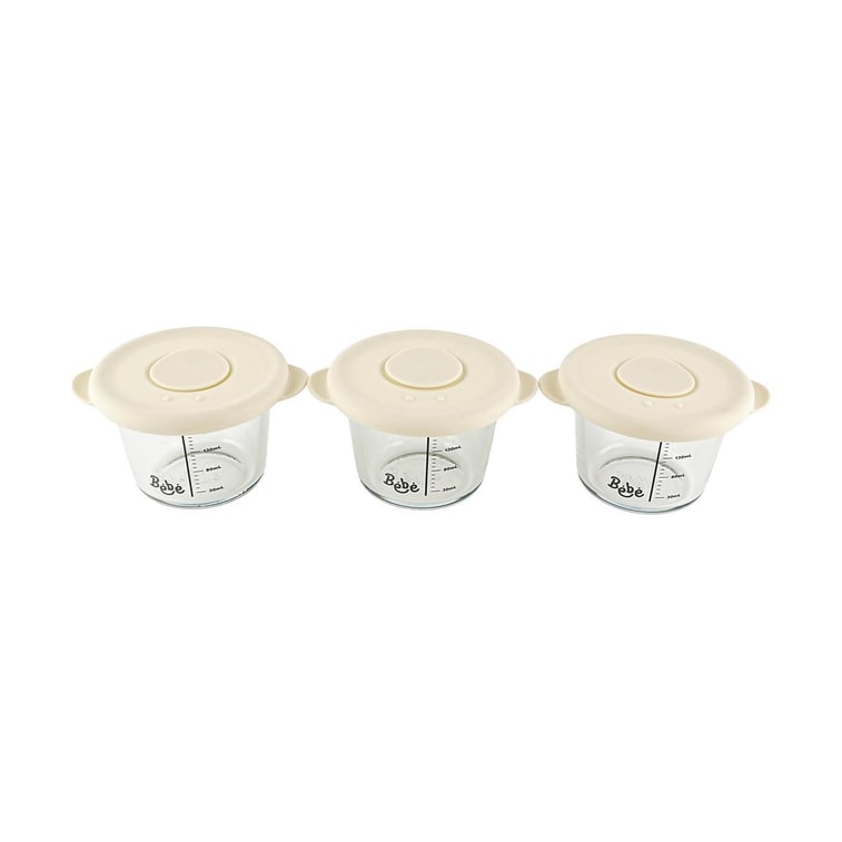 밀폐형 유리 이유식 용기 (BPA-Free, 크림 샌드 색상 3개입) 6