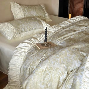 [중국 직배송] 럴러바이 복숭아꽃길 순면 4피스 침구 세트 (침대 시트 포함) - 퀸 사이즈