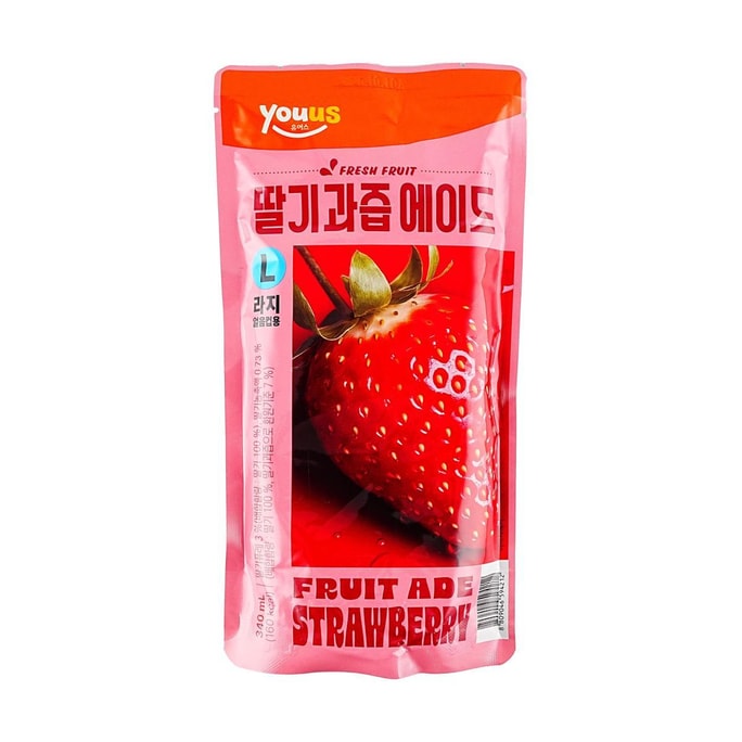 韩国YOU US友施 草莓果汁汽水 340ml【韩国GS25便利店同款】【清爽夏日冰饮】