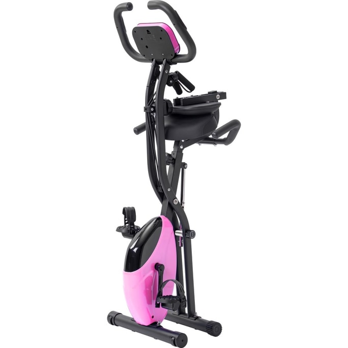 [미국에서 직접 우편 발송] Shuiyue Qinhuai 접이식 운동 자전거, 수직 및 수평 피트니스 X-Bike 핑크 *1 수평 제로 압력 척추 보호대 접이식 연속 연결 수직 안티 스웨이 구조