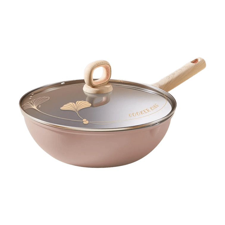Wok en cristal de céramique, wok antiadhésif à concentration d'huile, couvercle non inclus, 12,6 pouces, convient pour cuisinières à induction et à gaz 3