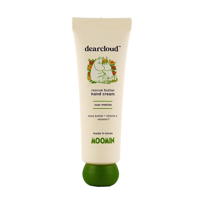 Moomin Rescue Butter Hand Cream, Yuzu Matcha - Ultra Repair for Dry/Cracked Hands, Shea Butter, Vitamin E, Vitamin F