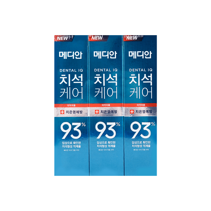 韓國MEDIAN麥迪安 成人牙膏 93% 強效淨白亮白牙膏 綠色甜橙薄荷 護理牙齦 120g*3支裝