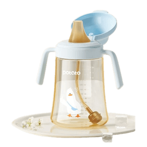 Duck-Billed Training Cup For Babies 6 Months And Up – Water Cup, Straw Cup, Baby Bottle, Anti-Choking Design – 360ml, Rice Porridge Blue – 6 Months+