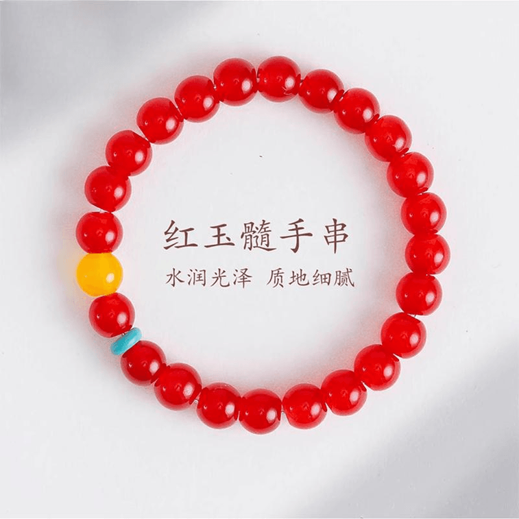 [中国から直送] 普陀山オリジナル新中国風絶妙なレッドカルセドニーブレスレット、レッドカルセドニー+幸運ペンダント、6mm 3