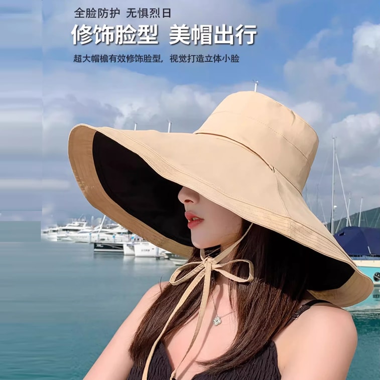 Women's Wide Brim Bucket Hat All Season Windproof Reversible UV Protection Versatile Style Khaki 1 Piece 4