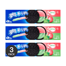大陆版OREO奥利奥 奶油夹心饼干 双拼口味 水晶葡萄味+水蜜桃味 97g *3【3份超值装】