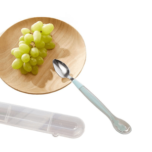 【中国直邮】十月结晶 婴儿勺子宝宝硅胶软勺刮水果泥神器喂水辅食双头小勺牛油果绿+收纳盒*1件