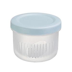 Refrigerator Crisper Ginger Garlic Onion Storage Box Double Transparent Sealed Drainable Crisper Bowl Blue