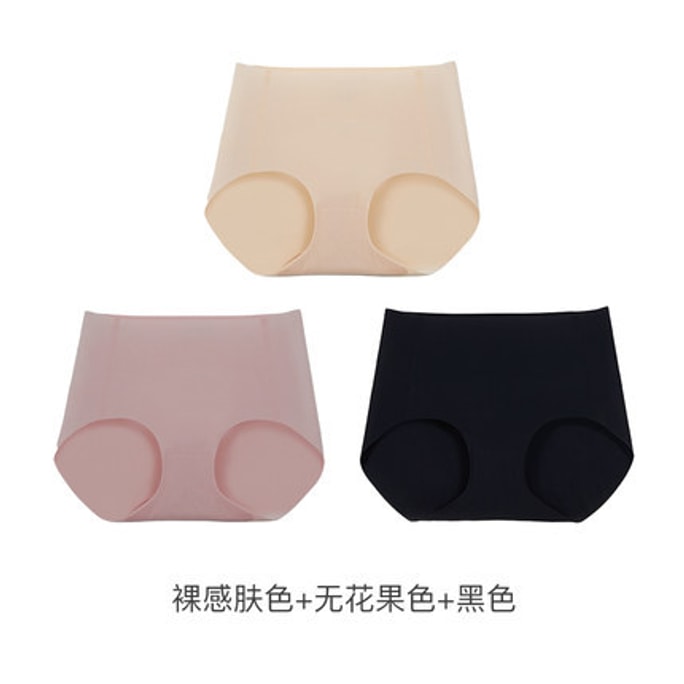 One Size Cooling Mid-Waist Panty. 3 Pack. Nude+Fig+Black