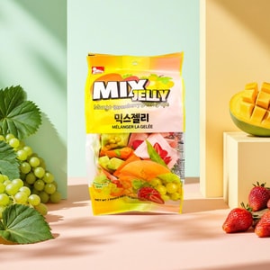 Mixed Flavor Jelly Gummy Candy Green Grape + Mango + Strawberry, 11.29 oz