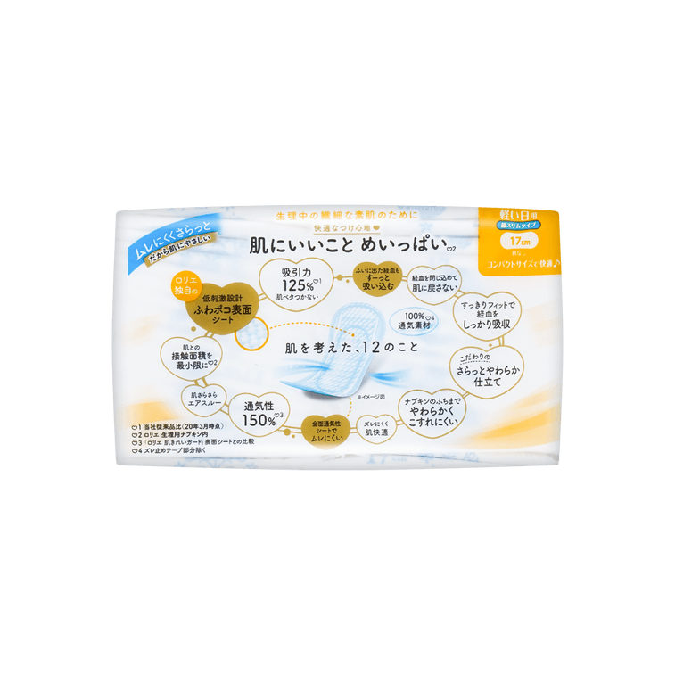 日本KAO花王 LAURIER樂而雅 F超薄超透氣系列 敏感肌適用棉柔衛生棉 日用加長護墊170mm 32片入 @COSME大賞第一位 17