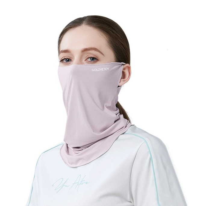 Sunscreen mask can protect the neck and prevent ultraviolet rays. Ice thread cold feeling ear mask with purple color