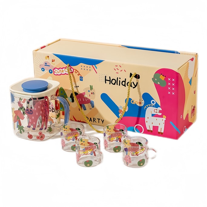 Cocoolette Teaset With 1 Teapot And 4 Teacup Birthday Gift Housewarming Gift Coloful 1 Box